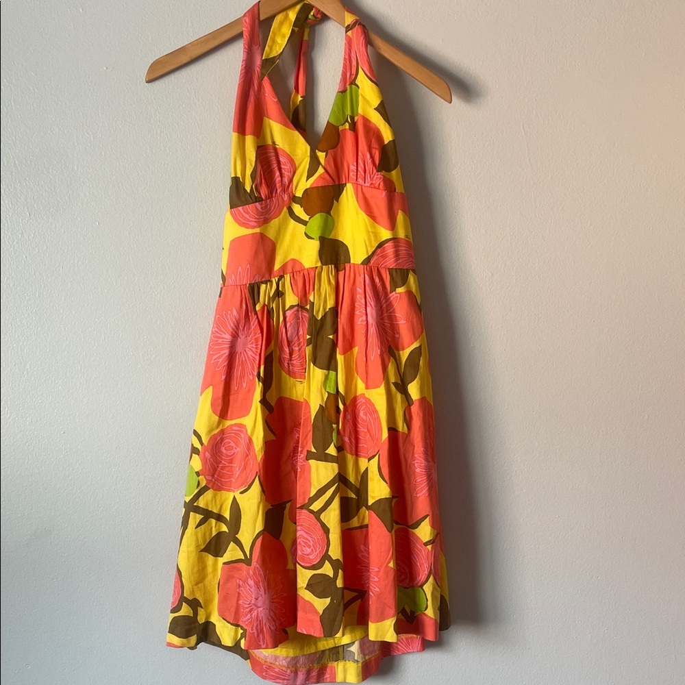 Trina Turk Colorful Floral Halter Dress Size 14 - Picture 2 of 13
